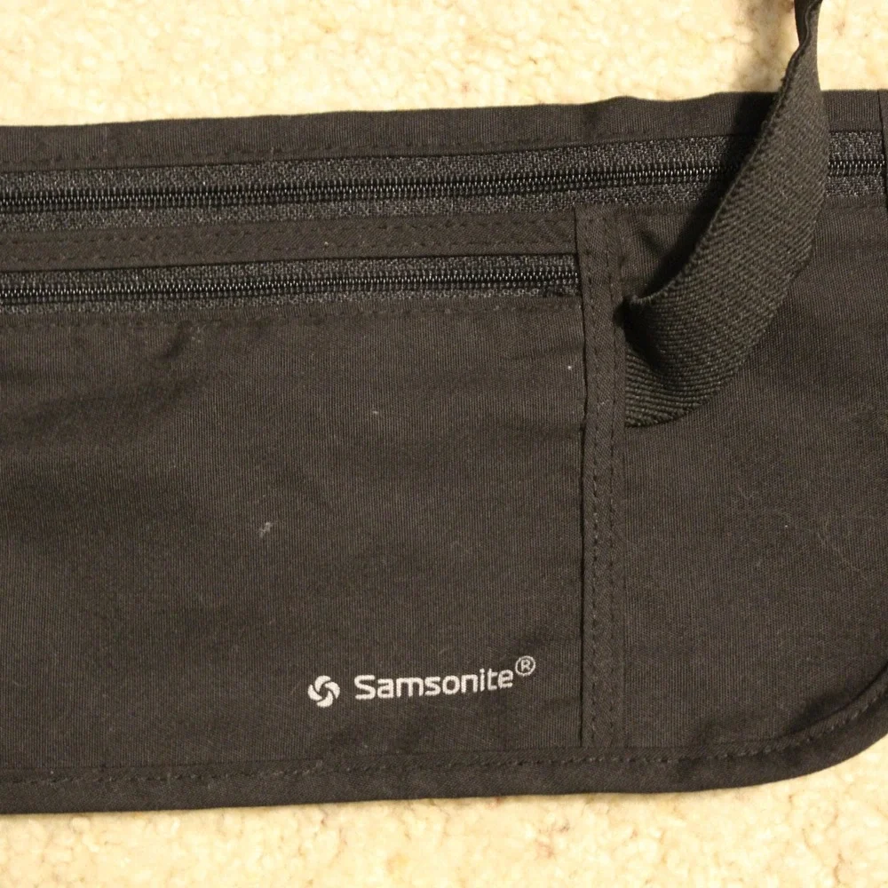 Samsonite Money Belt Slim Travel Waist Pack Security Pouch Black Adjustable OS